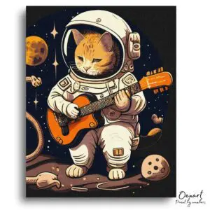 Playful Astronaut Cat Groove - Paint By Numbers Kit