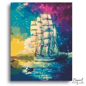 Majestic Ship Seascape Sunset - Paint By Numbers Kit