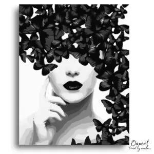 Bold Monochrome Butterfly Dream - Paint By Numbers Kit