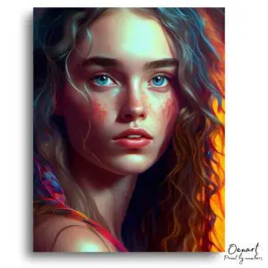 Vivid Blue Eyes Portrait Glow - Paint By Numbers Kit