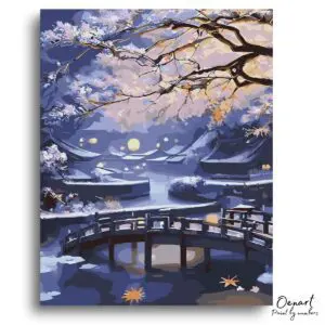 Tranquil Blue Bridge Evening - Paint By Numbers Kit