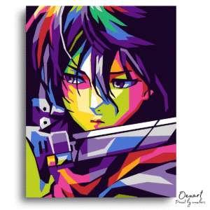Bold Neon Warrior Portrait Canvas – Diamond Craft Kit