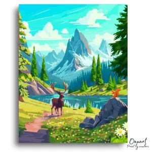 Majestic Deer Lake Serenity - Paint By Numbers Kit