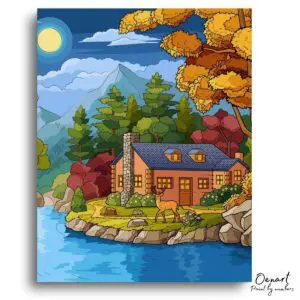 Serene Mountain Lakeside Night - Paint By Numbers Kit