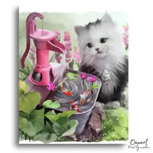 Whimsical Kitten Garden Scene - Paint By Numbers Kit
