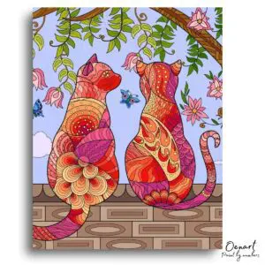 Whimsical Feline Garden Serenity - Paint By Numbers Kit