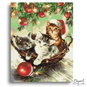 Festive Kitten Holiday Charm - Paint By Numbers Kit