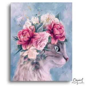 Majestic Floral Cat Portrait - Paint By Numbers Kit