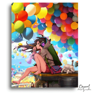Cute Anime Girls with Balloons - Anime Diamond Painting