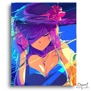 Cute Anime Girl with Blue Swimsuit - Anime Diamond Painting