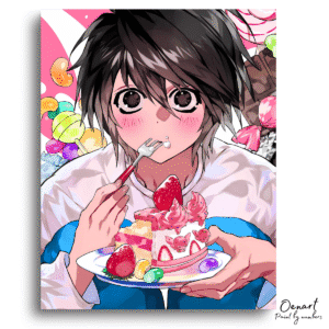 Death Note: Cute L Eating Cake - Anime Diamond Painting