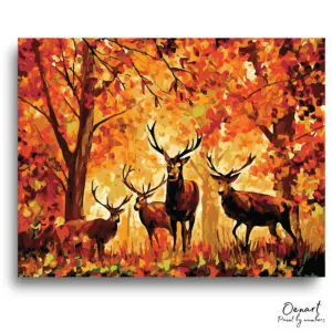 Autumn Deer Gathering - Paint By Numbers Kit