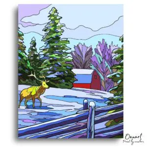 Serene Winter Deer Escape - Paint By Numbers Kit
