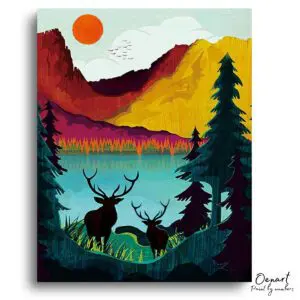 Vivid Deer Lake Retreat - Paint By Numbers Kit