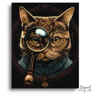 Whimsical Cat Detective Portrait - Paint By Numbers Kit