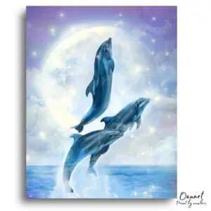 Majestic Dolphin Moonlight Escape - Paint By Numbers Kit