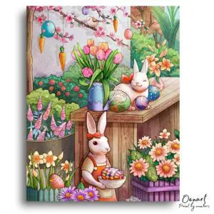 Charming Bunny Garden Delight - Paint By Numbers Kit