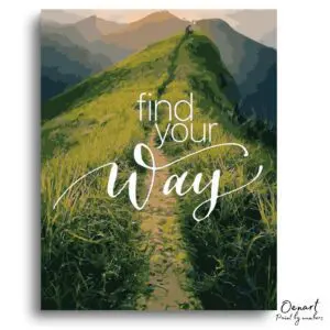 Golden Mountain Path Serenity - Paint By Numbers Kit