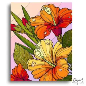 Lively Hibiscus Bloom Serenity - Paint By Numbers Kit