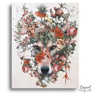 Majestic Floral Wolf Fusion - Paint By Numbers Kit