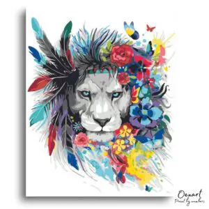 Lion Floral Majesty - Paint By Numbers Kit