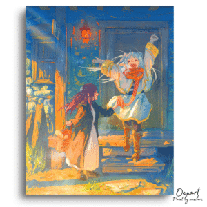 Frieren Beyond Journey's End: Sleepy Frieren and Fern - Anime Diamond Painting
