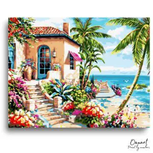 Lush Coastal Villa Escape - Paint By Numbers Kit