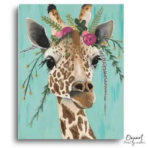 Charming Giraffe Floral Portrait - Paint By Numbers Kit