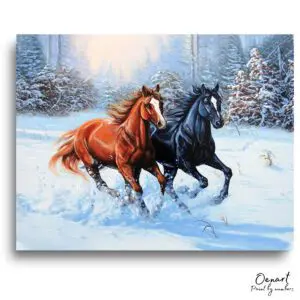 Majestic Winter Horses Escape - Paint By Numbers Kit