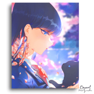 Komi Can't Communicate: Komi with a Cat - Anime Diamond Painting