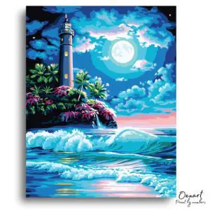 Luminous Coastal Lighthouse Night - Paint By Numbers Kit