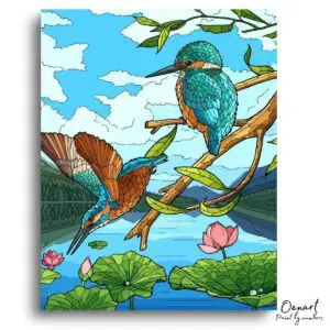 Vivid Kingfisher Lake Escape - Paint By Numbers Kit
