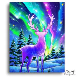 Luminous Deer Aurora Night - Paint By Numbers Kit