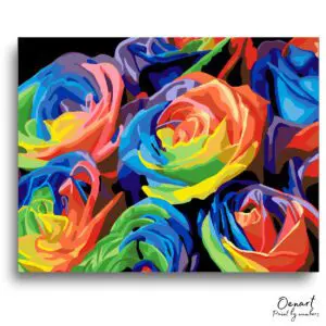 Radiant Neon Blossom Delight - Paint By Numbers Kit