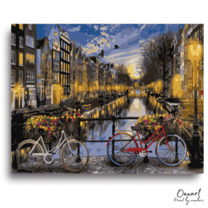 Golden Amsterdam Bridge Evening - Paint By Numbers Kit
