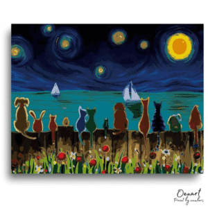Whimsical Pet Moonlit Gathering - Paint By Numbers Kit