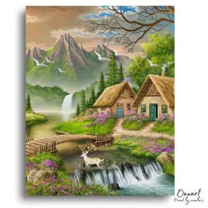 Tranquil Mountain Cottage Retreat - Paint By Numbers Kit