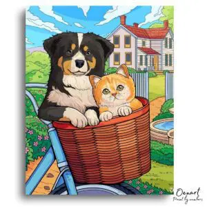 Charming Pets Basket Scene - Paint By Numbers Kit