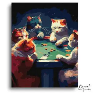 Playful Poker Cat Gathering - Paint By Numbers Kit