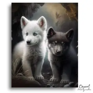 Charming Puppy Duo Twilight - Paint By Numbers Kit