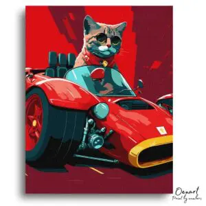 Retro Cool Cat Roadster - Paint By Numbers Kit