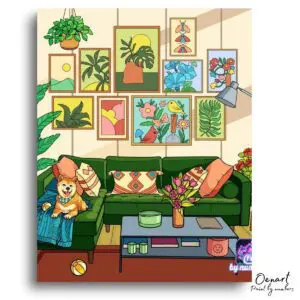 Cozy Shiba Living Room Vibe - Paint By Numbers Kit