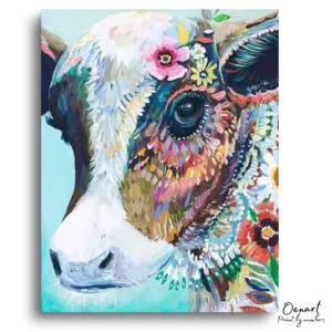 Floral Cow Portrait - Paint By Numbers Kit