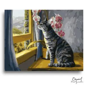 Serene Tabby Windowsill Moments - Paint By Numbers Kit