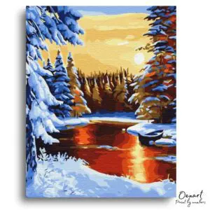 Radiant Winter River Serenity - Paint By Numbers Kit