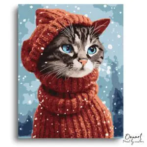 Charming Tabby Winter Portrait - Paint By Numbers Kit