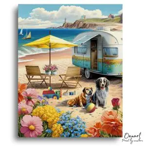 Sunlit Coastal Dogs Retreat - Paint By Numbers Kit
