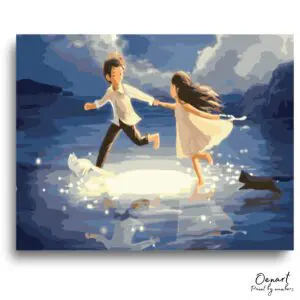 Whimsical Lovers Lake Evening - Paint By Numbers Kit