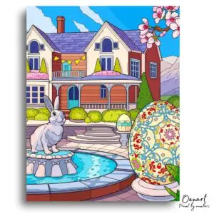 Charming Bunny Spring Courtyard - Paint By Numbers Kit