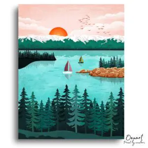Radiant Sunset Lake Escape - Paint By Numbers Kit
